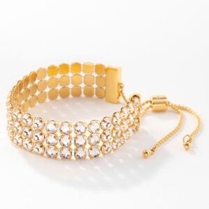 Touchstone Crystal  By Swarovski Out And About Bracelet- Golden - New In Box